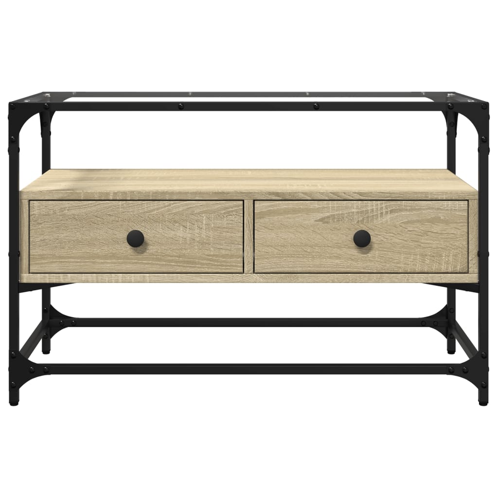 vidaXL TV Cabinet with Glass Top Sonoma Oak 80x35x51 cm Engineered Wood 4