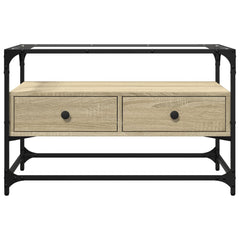 vidaXL TV Cabinet with Glass Top Sonoma Oak 80x35x51 cm Engineered Wood 4