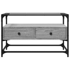 vidaXL TV Cabinet with Glass Top Grey Sonoma 80x35x51 cm Engineered Wood 4