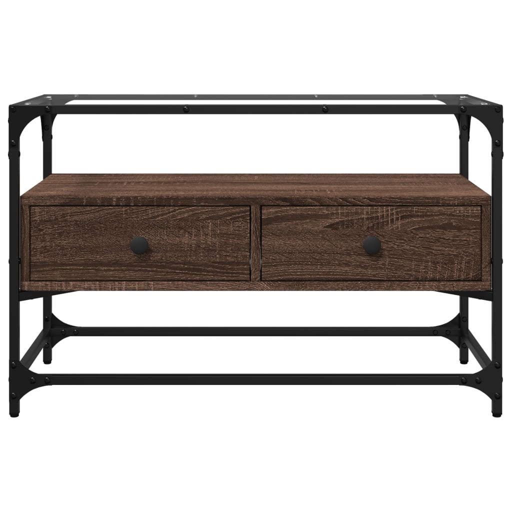 vidaXL TV Cabinet with Glass Top Brown Oak 80x35x51 cm Engineered Wood 4