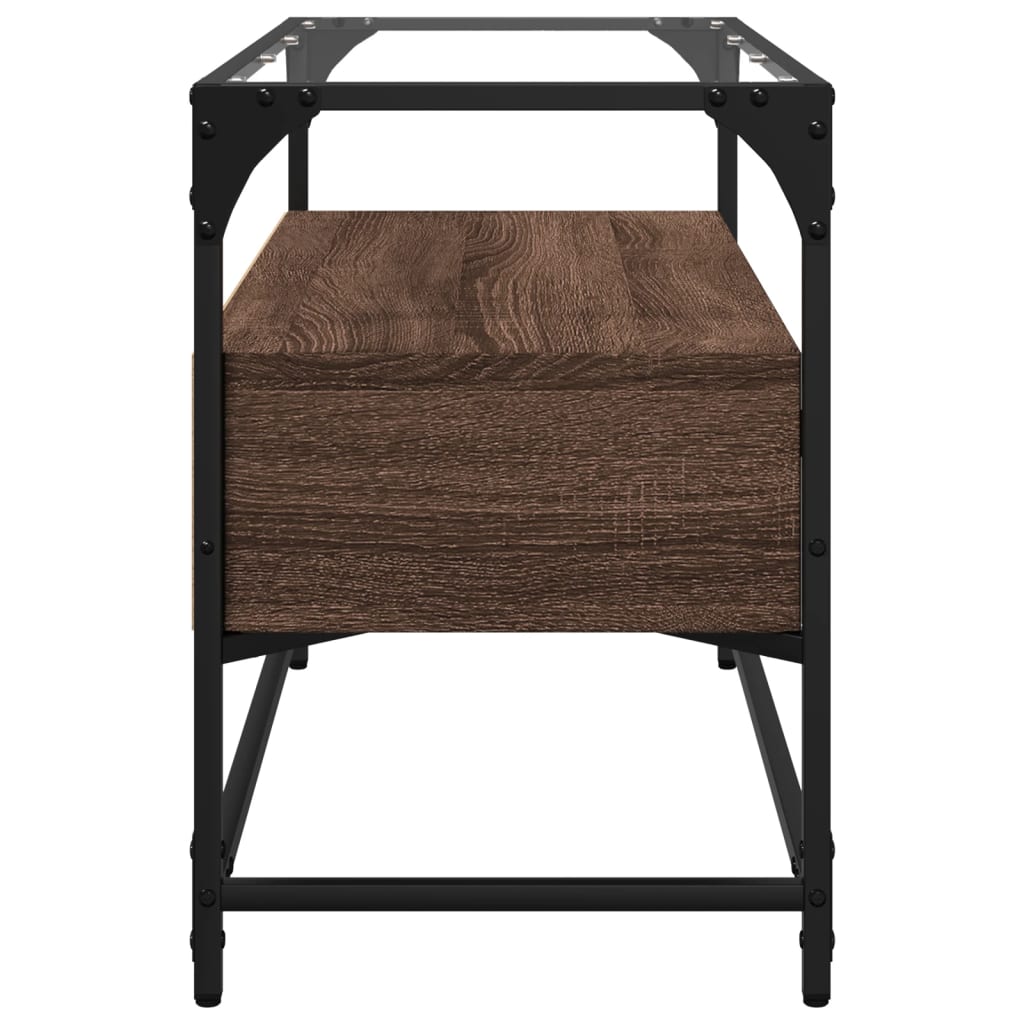 vidaXL TV Cabinet with Glass Top Brown Oak 80x35x51 cm Engineered Wood 5