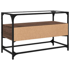 vidaXL TV Cabinet with Glass Top Brown Oak 80x35x51 cm Engineered Wood 6
