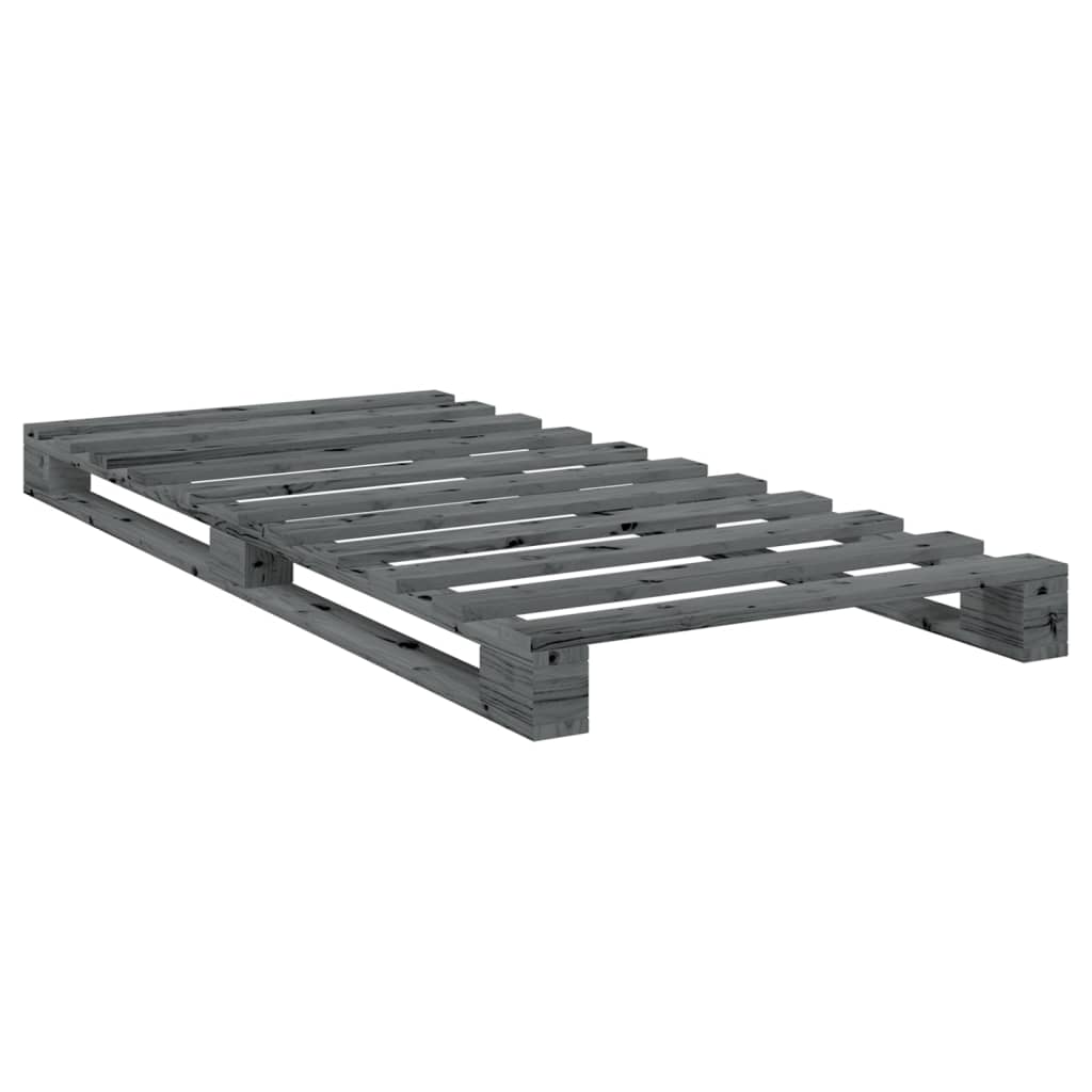 Bed Frame without Mattress Solid Wood Pine Grey 90 x 200 cm with plain headboard