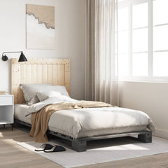 Bed Frame without Mattress Solid Wood Pine Grey 100 x 200 cm with plain headboard