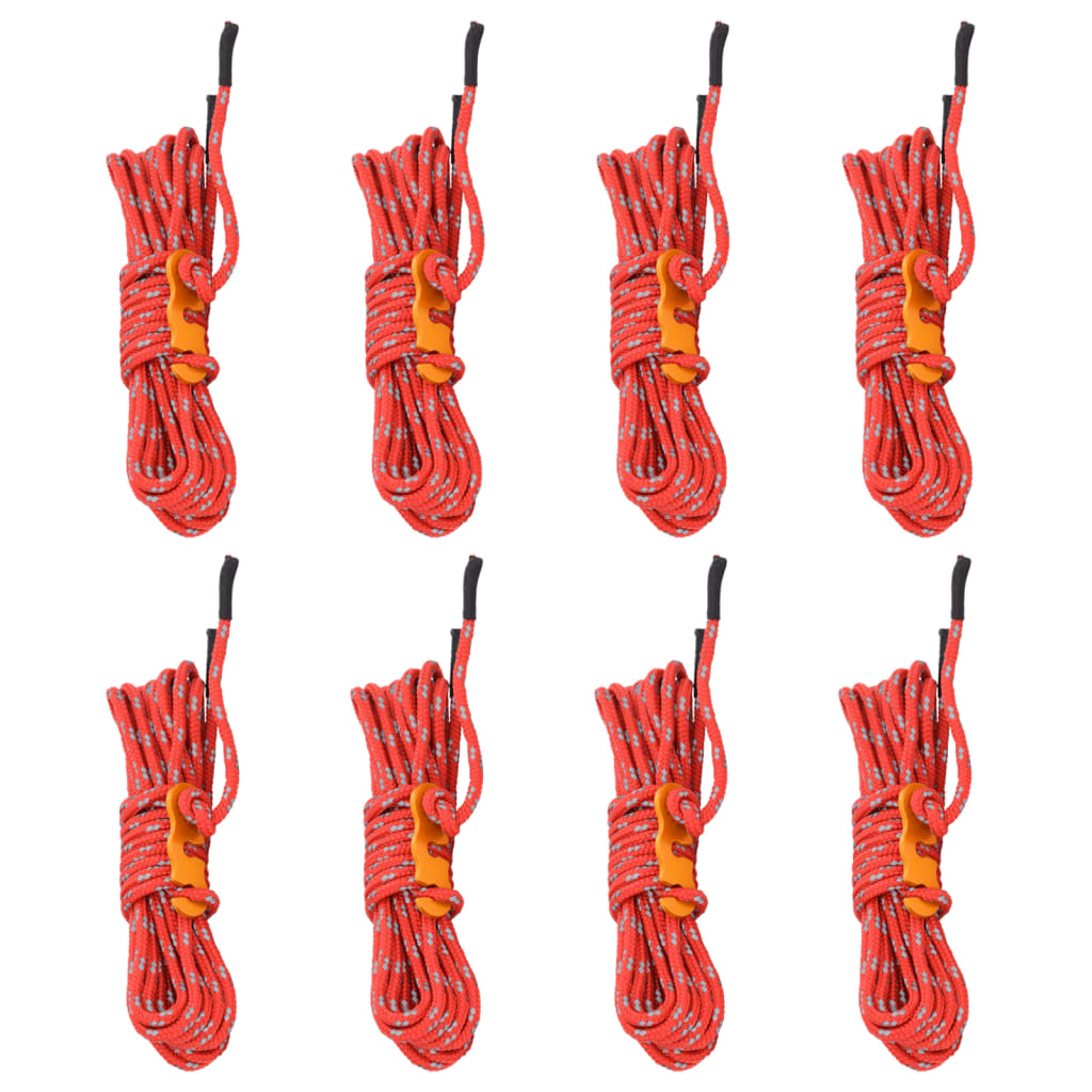 vidaXL Tent Guy Ropes with Spanners Reflective 8 pcs 4 m 4 mm 1