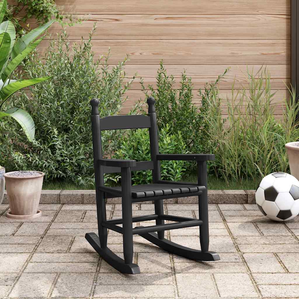 vidaXL Rocking Chair for Children Black Solid Wood Poplar 3