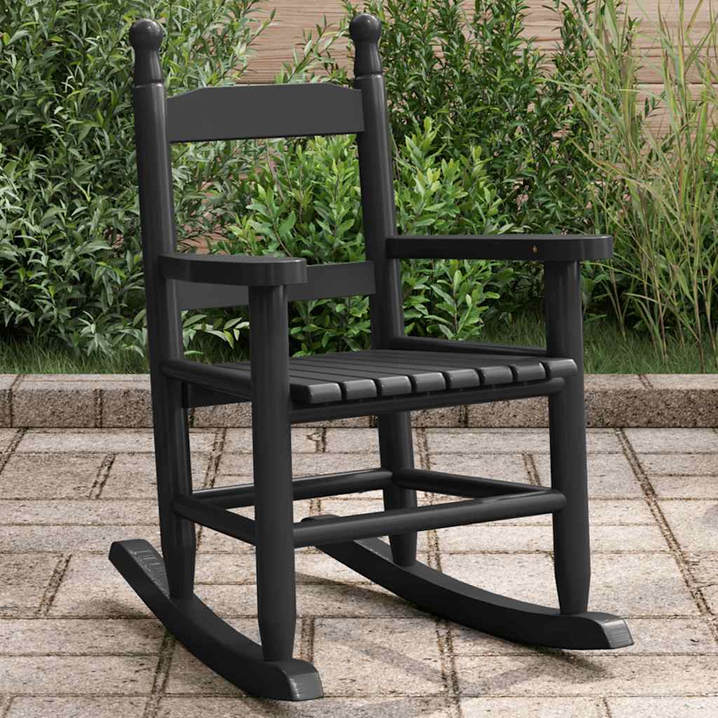 vidaXL Rocking Chair for Children Black Solid Wood Poplar 1