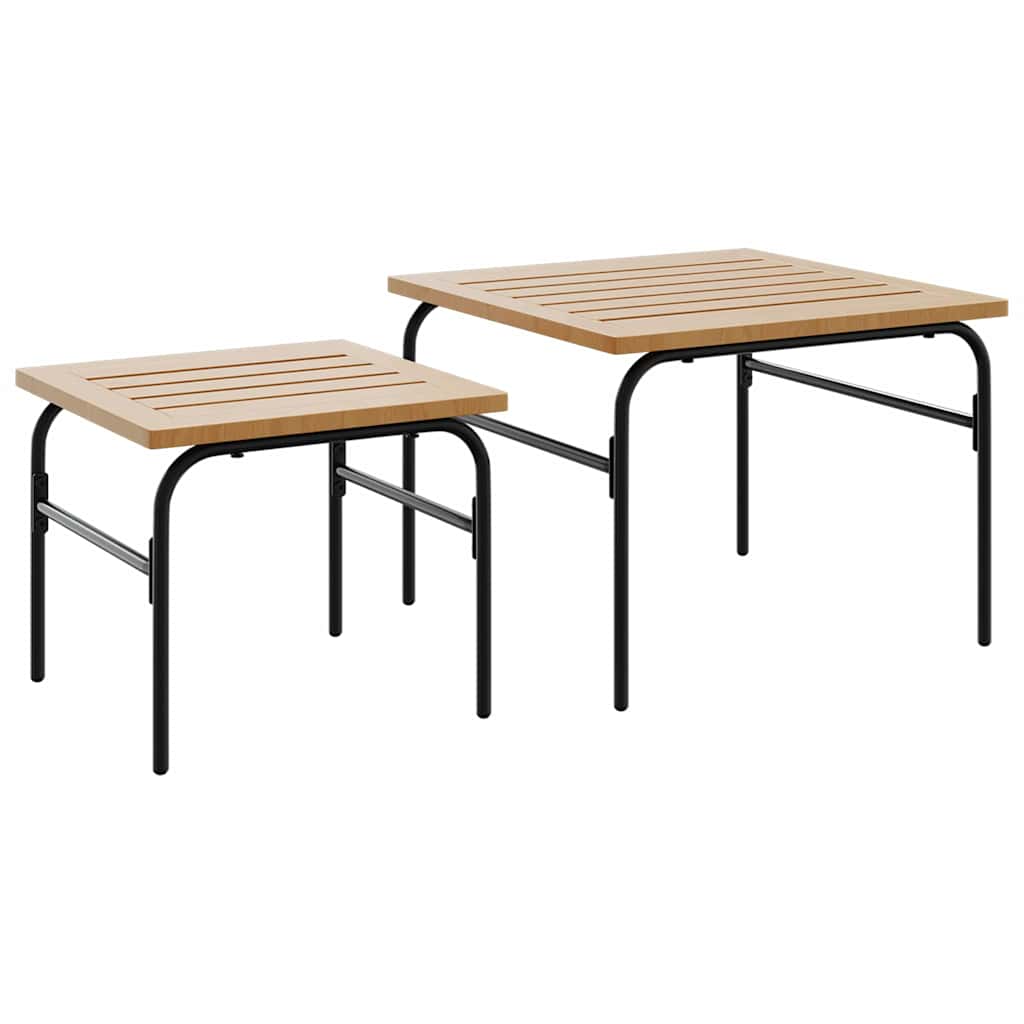 vidaXL Garden Nest of Coffee Tables 2 pcs Brown and Black Steel 2