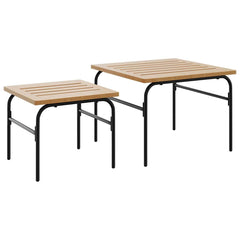 vidaXL Garden Nest of Coffee Tables 2 pcs Brown and Black Steel 2