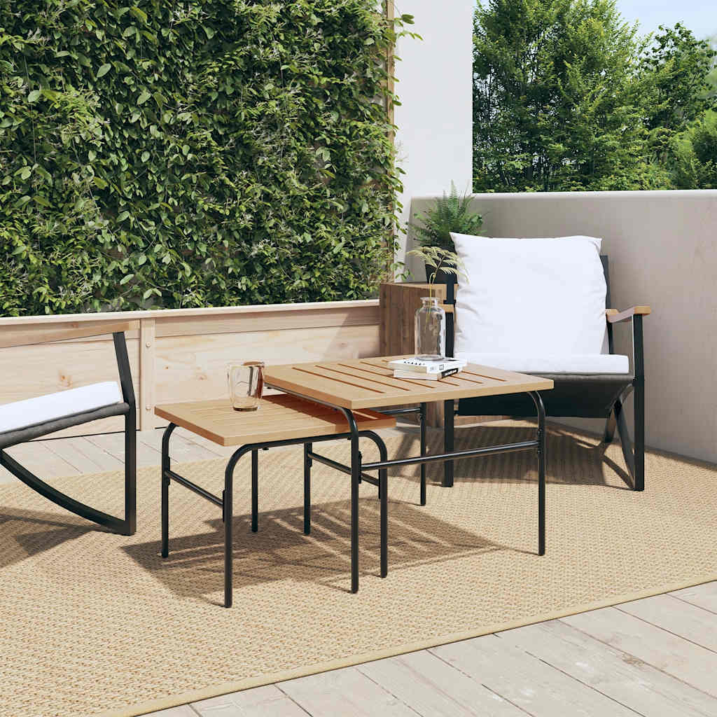 vidaXL Garden Nest of Coffee Tables 2 pcs Brown and Black Steel 3