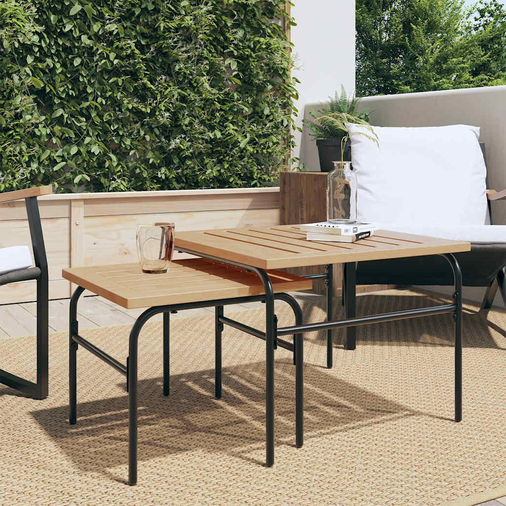 vidaXL Garden Nest of Coffee Tables 2 pcs Brown and Black Steel 1