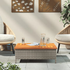 Garden Table 70x70x25 cm Rattan and Acacia Wood Grey