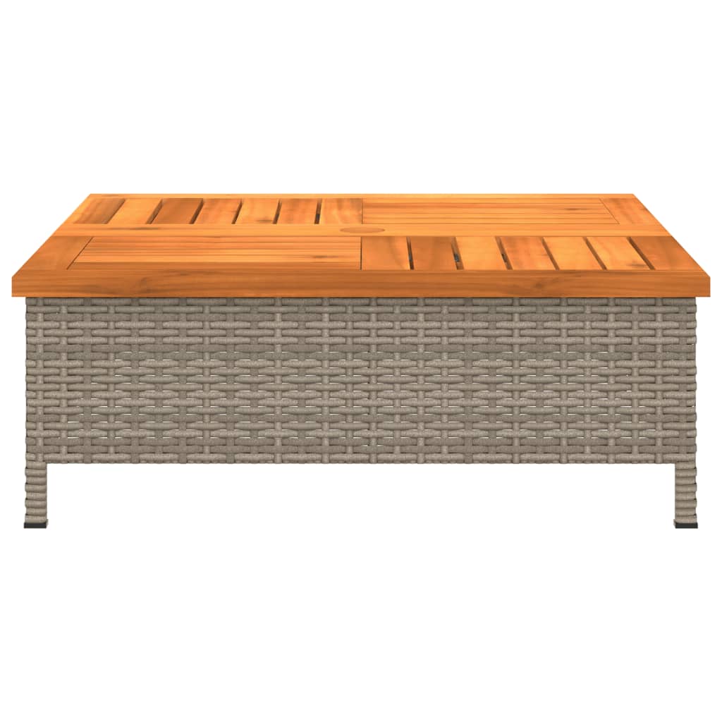 Garden Table 70x70x25 cm Rattan and Acacia Wood Grey