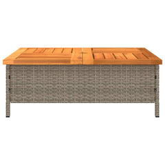 vidaXL Garden Table Grey 70x70x25 cm Rattan and Acacia Wood 6