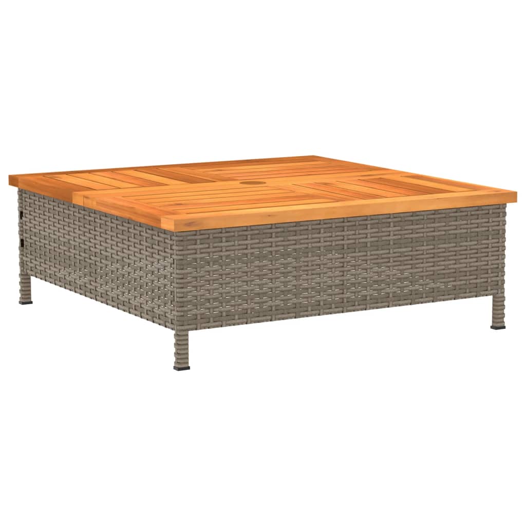 Garden Table 70x70x25 cm Rattan and Acacia Wood Grey