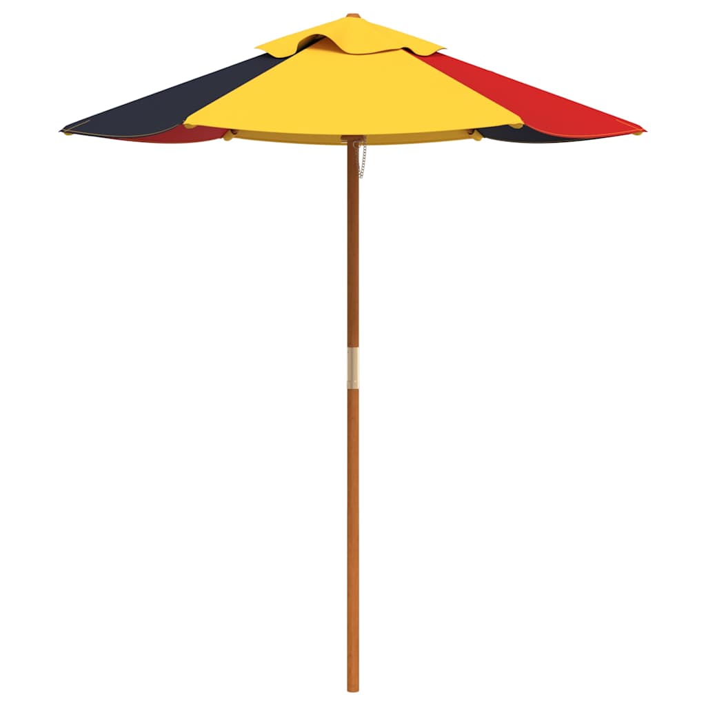 Picnic Table for 4 Kids with Umbrella Solid Wood Fir Brown and multicolour