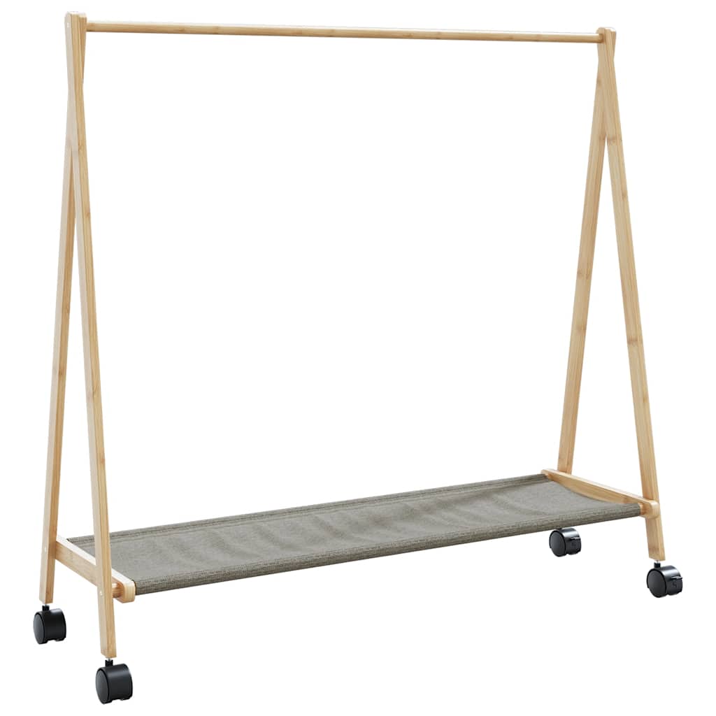 vidaXL Clothes Rack with Shelves and Wheels 106x34x106.5 cm Bamboo 1