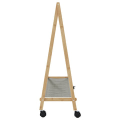 vidaXL Clothes Rack with Shelves and Wheels 106x34x106.5 cm Bamboo 5