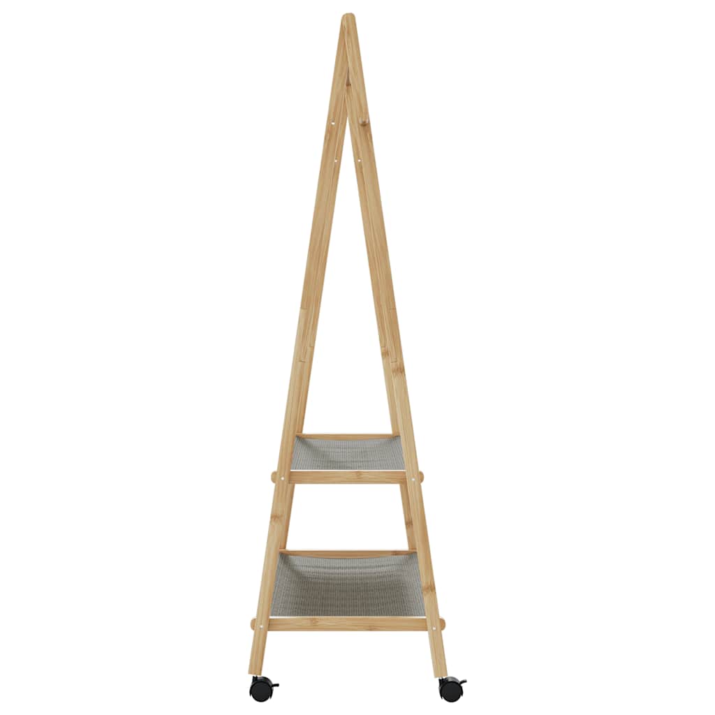 vidaXL Clothes Rack with Shelves and Wheels 96x45.5x155.5 cm Bamboo 5