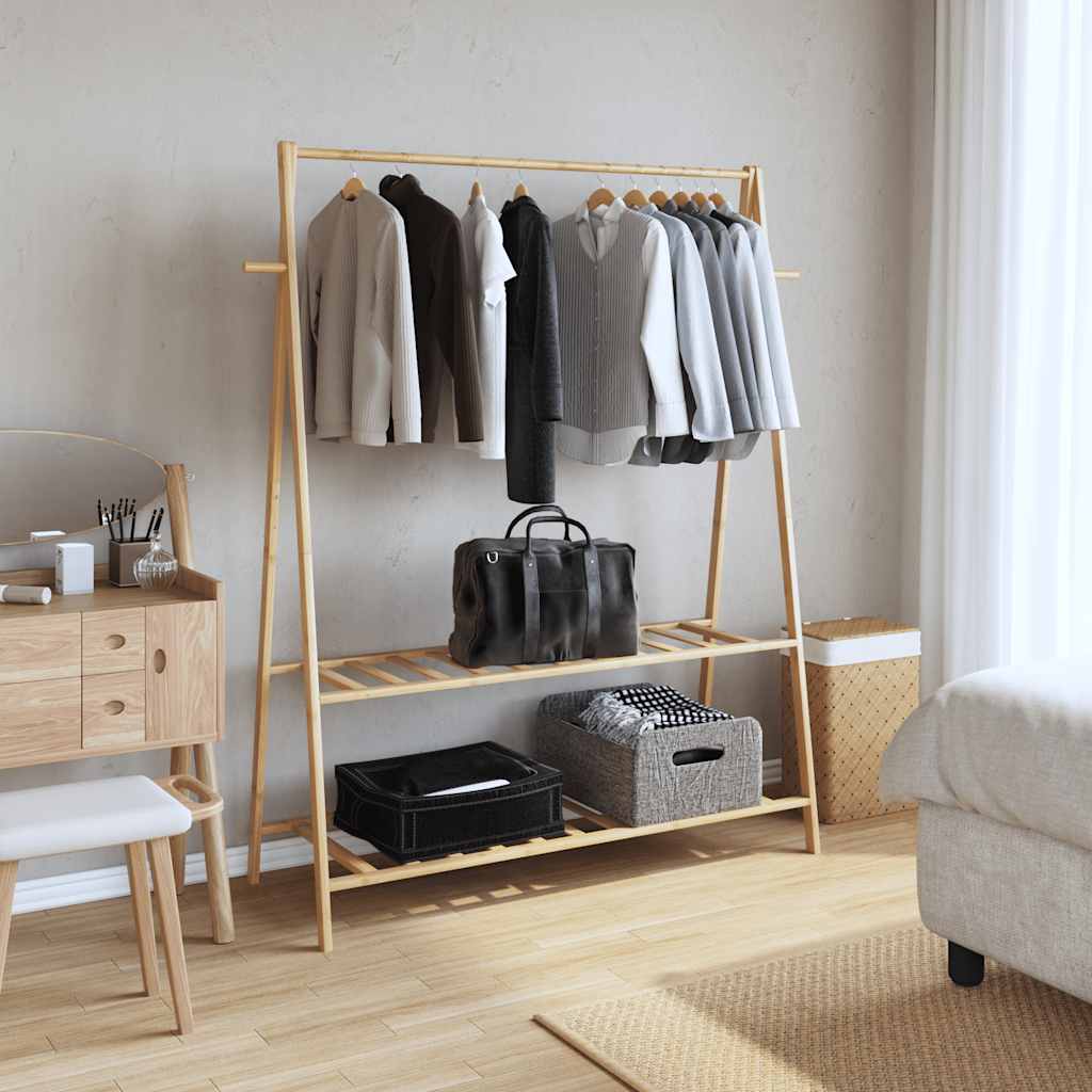 vidaXL Clothes Rack with Shelves 132x45.5x150.5 cm Bamboo 2
