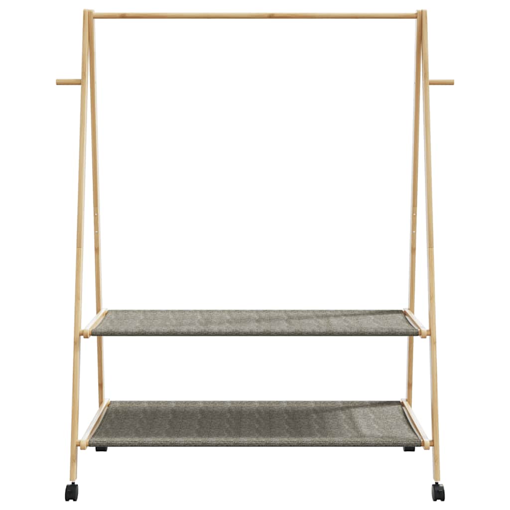 vidaXL Clothes Rack with Shelves and Wheels 132x45.5x155.5 cm Bamboo 4
