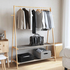 vidaXL Clothes Rack with Shelves 132x45.5x150.5 cm Bamboo 3
