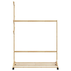 vidaXL Clothes Rack with Hooks and Wheels 100x35x157 cm Bamboo 4