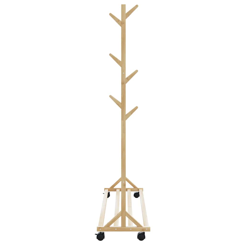 vidaXL Clothes Rack with Hooks and Wheels 100x35x157 cm Bamboo 5