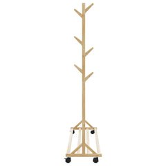 vidaXL Clothes Rack with Hooks and Wheels 100x35x157 cm Bamboo 5