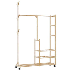vidaXL Clothes Rack with Shelves and Wheels 100x38x175,5 cm Bamboo 2