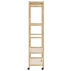 vidaXL Clothes Rack with Shelves and Wheels 110x40x180 cm Bamboo 4