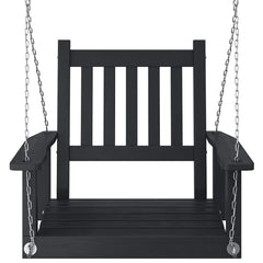 Garden Swing Chair with Metal Chains Solid Wood Fir Black 73.5 x 65 x 63 cm