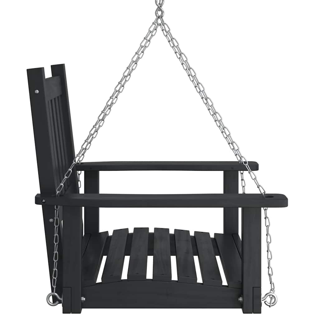 Garden Swing Chair with Metal Chains Solid Wood Fir Black 73.5 x 65 x 63 cm