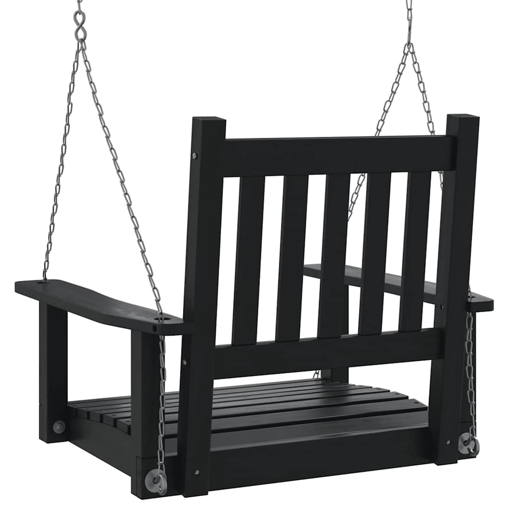 Garden Swing Chair with Metal Chains Solid Wood Fir Black 73.5 x 65 x 63 cm
