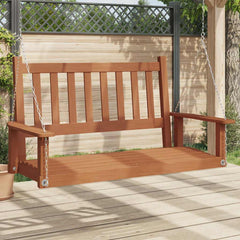 Garden Swing Chair with Metal Chains Solid Wood Fir Brown 115 x 65 x 63 cm