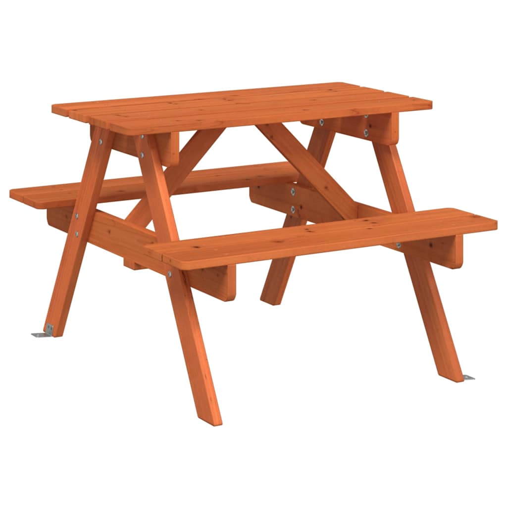 vidaXL Picnic Table for 4 Kids with Umbrella Hole Solid Wood Fir 2