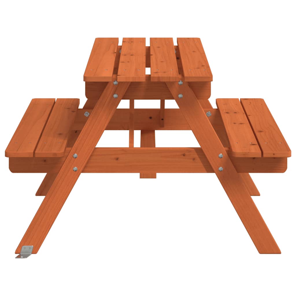 vidaXL Picnic Table for 4 Kids with Umbrella Hole Solid Wood Fir 5