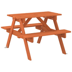 vidaXL Picnic Table for 4 Kids with Umbrella Hole Solid Wood Fir 6