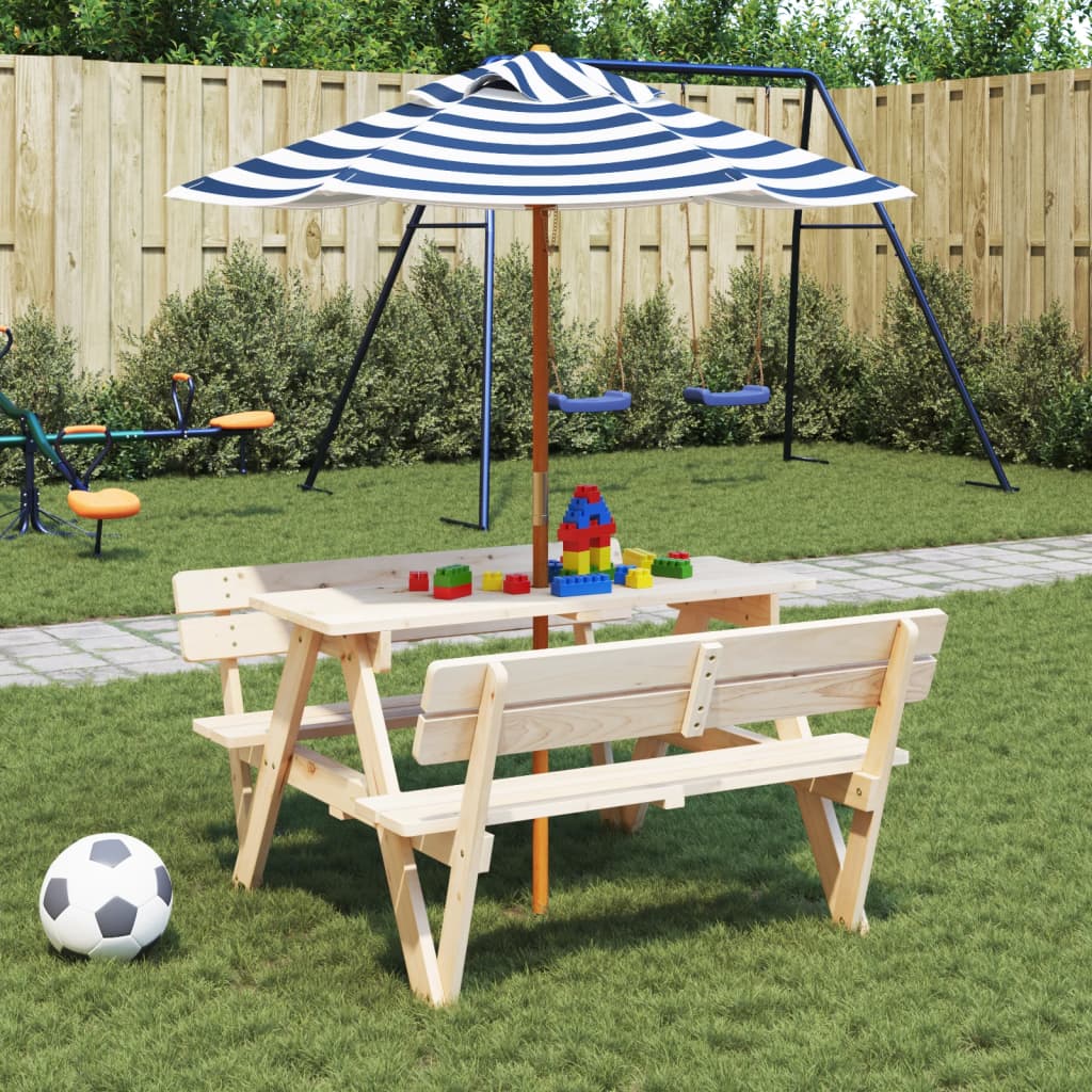 vidaXL Garden Umbrella for Kids with Wooden Pole Ø120x140 cm 1
