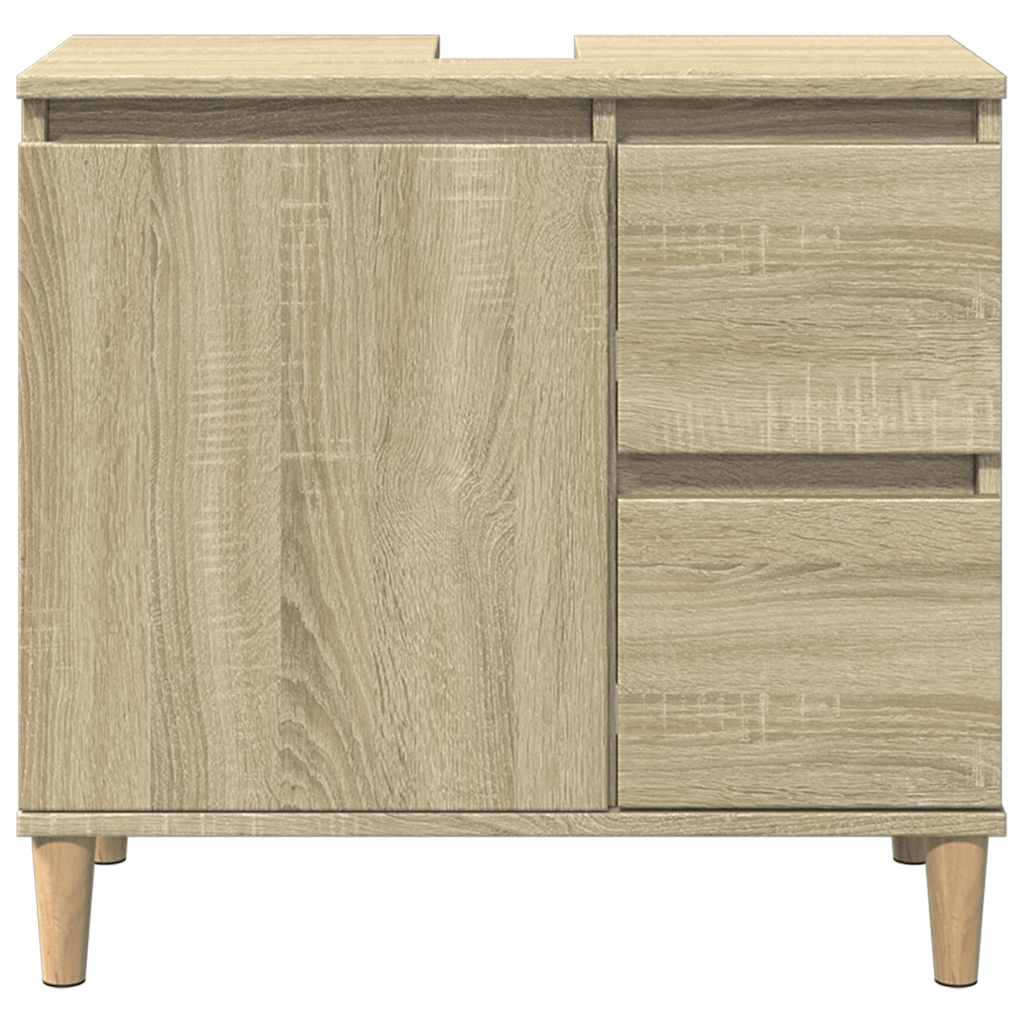 vidaXL Bathroom Cabinet Sonoma Oak 65x33x60 cm Engineered Wood 4