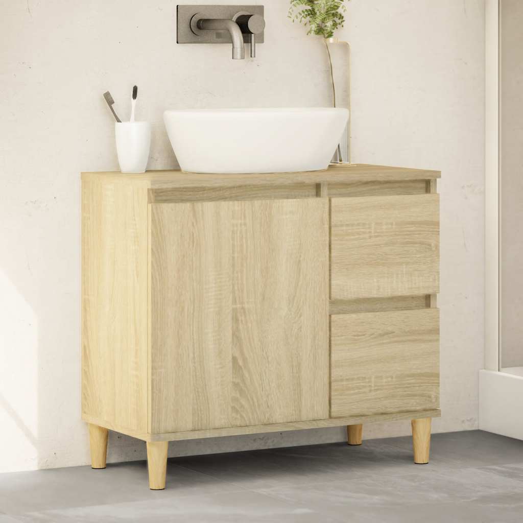 Bathroom Cabinet Engineered Wood in Sonoma Oak