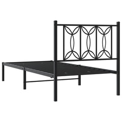 vidaXL Metal Bed Frame without Mattress with Headboard Black 80x200cm 6