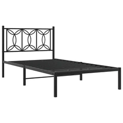 vidaXL Metal Bed Frame without Mattress with Headboard Black 107x203cm 3