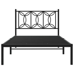 vidaXL Metal Bed Frame without Mattress with Headboard Black 107x203cm 4