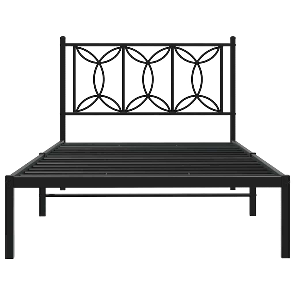 vidaXL Metal Bed Frame without Mattress with Headboard Black 107x203cm 4