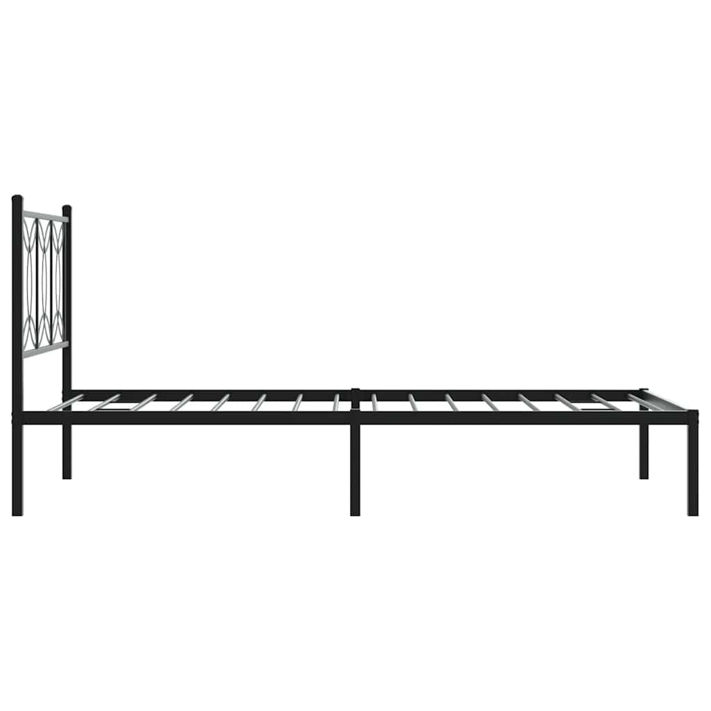 vidaXL Metal Bed Frame without Mattress with Headboard Black 107x203cm 5