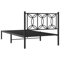vidaXL Metal Bed Frame without Mattress with Headboard Black 107x203cm 6