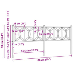 vidaXL Metal Replace Headboard Black 193 cm 6
