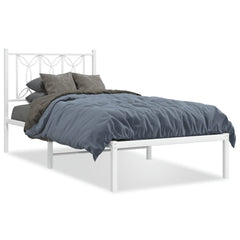 Metal Bed Frame without Mattress with Headboard White 90 cm 200 cm