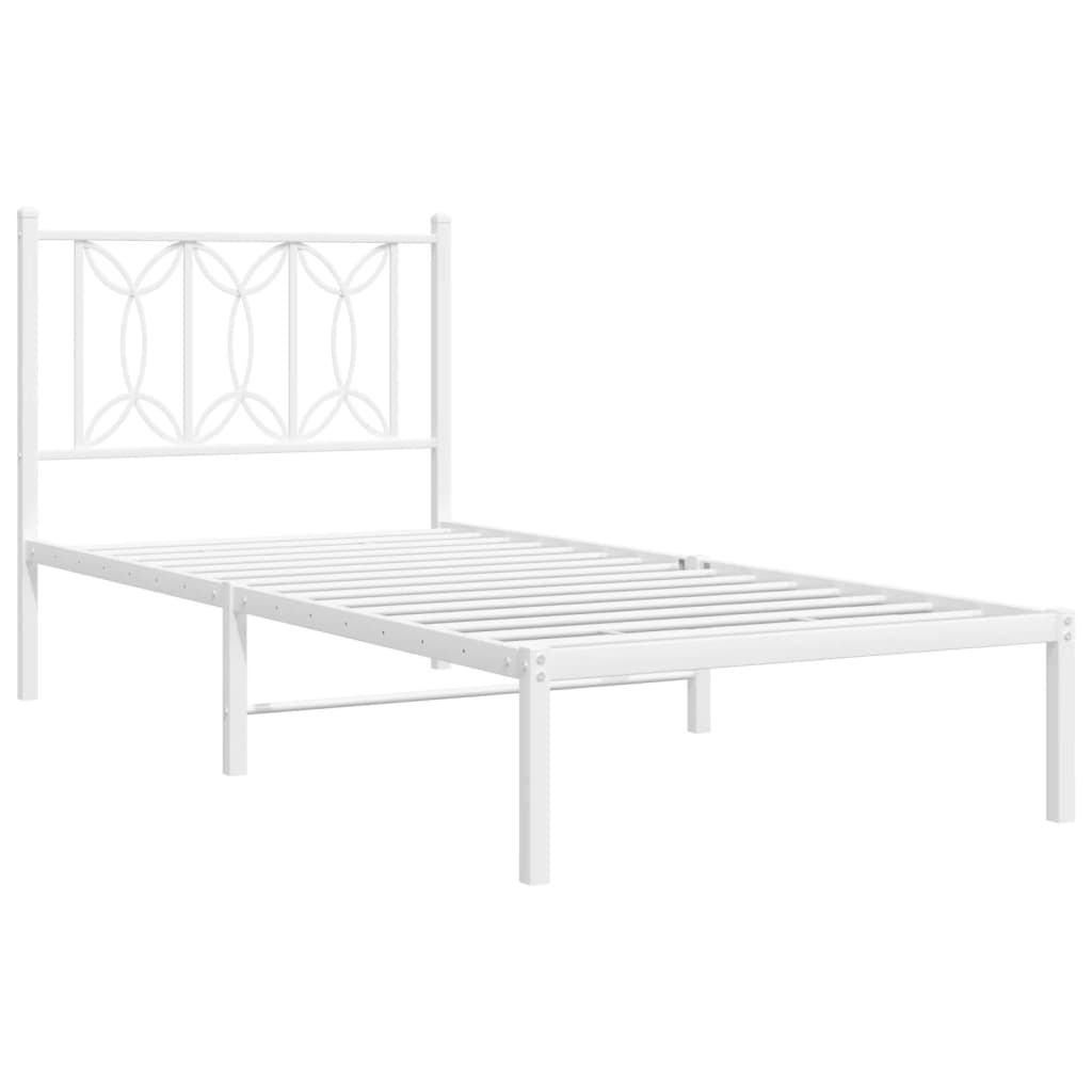 Metal Bed Frame without Mattress with Headboard White 90 cm 200 cm